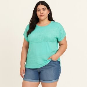 Lane Bryant Teal One-Shoulder Cutout Top Women’s Plus Size 22/24 NWT